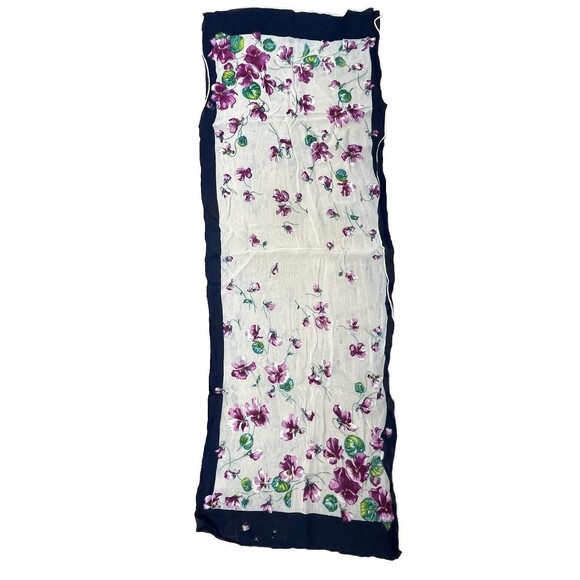 Vintage Scarf Neck Bag Purple Violet Flower Semi Sheer White Blue Romantic Fairy - Picture 2 of 5